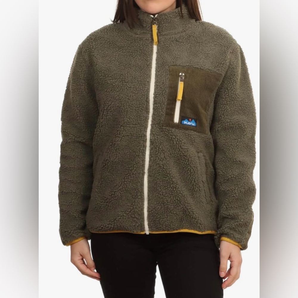 Kavu Pearsoll Sherpa Full-Zip Jacket Olive Women’s Large